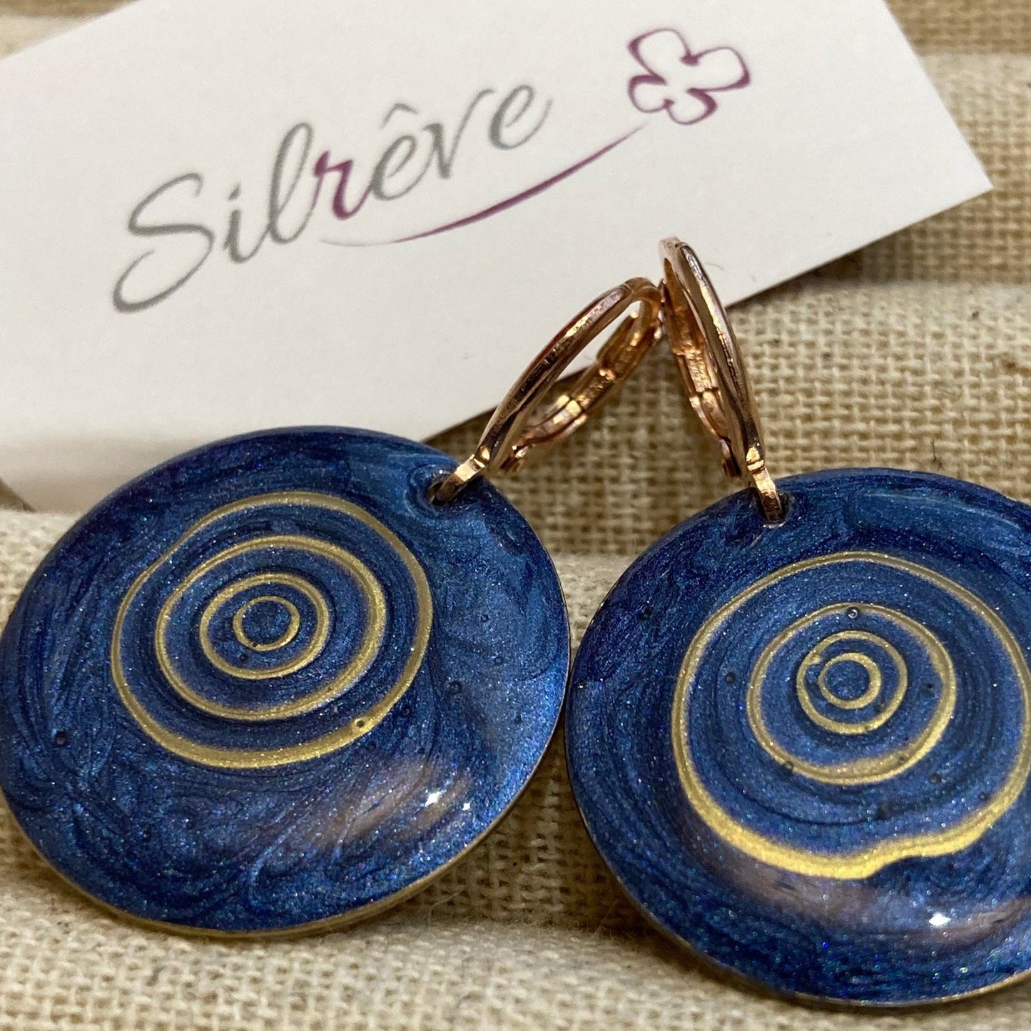 Hand painted pendant earrings on a natural brass base
