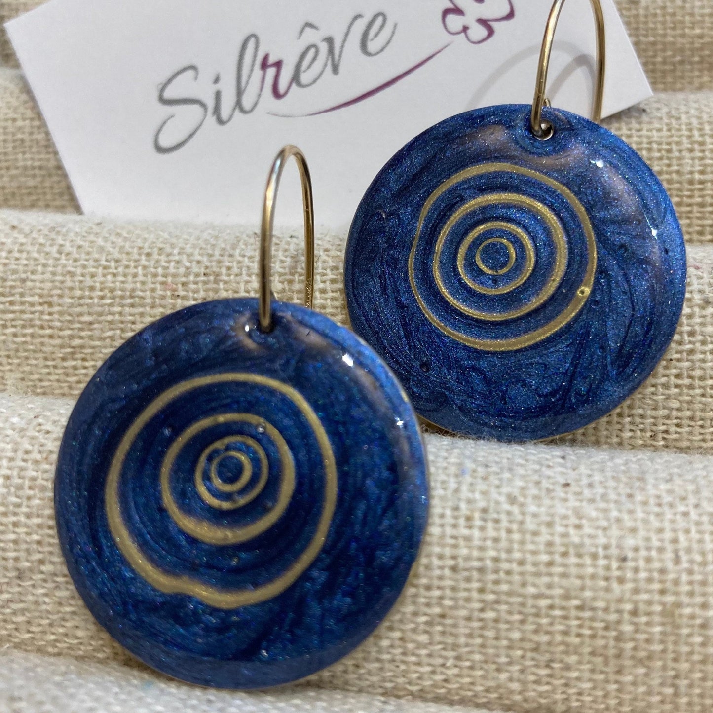 Hand painted pendant earrings on a natural brass base